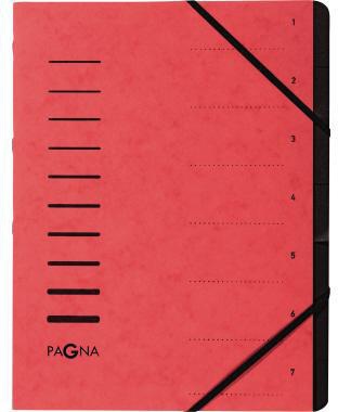 Ordnungsmappe PAGNA DIN A4 240g/m² Pressspankarton Farbe: rot Farbe des Fächerblocks: schwarz 7 Fächer PAGNA
