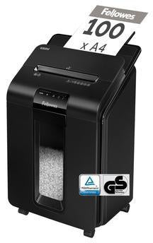 Aktenvernichter Fellowes® AutoMaxT 100M Autofeed P-4 Papier Heftklammern Büroklammern Kreditkarten Partikelschnitt 10 Bl