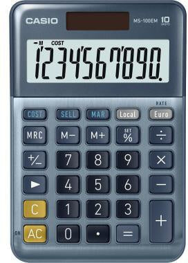 Tischrechner CASIO® MS-100EM 101 x 28 x 149 mm (B x H x T) Solar-Energie Batterie silber/grau CASIO