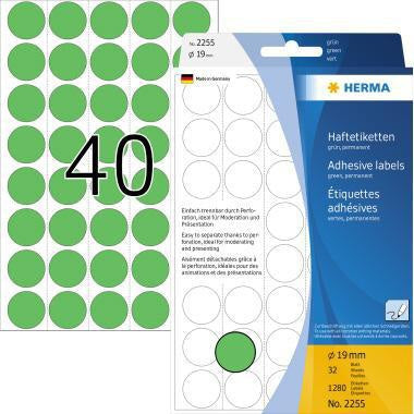 Markierungspunkt HERMA 19mm Papier grün 1280 Etik/Pack HERMA 19mm Papier grün 1280 Etik/Pack HERMA