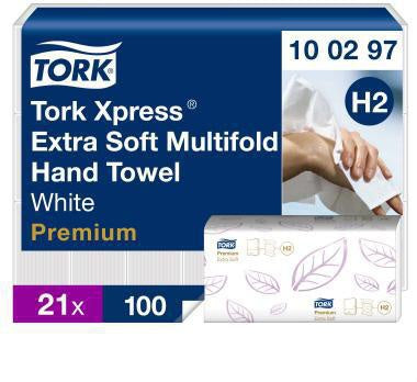 Papierhandtuch Tork Xpress® Premium 212 x 34 cm (B x L) Zellstoff weiß 21 x 100 Bl/Pack TORK