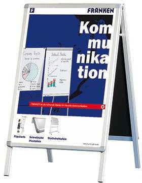 Kundenstopper FRANKEN Standard 47 x 96 x 67 cm (B x H x T) DIN A2 Aluminium silber FRANKEN