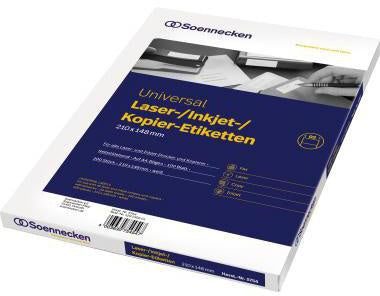 Universaletikett Soennecken 210 x 148 mm (B x H) nicht wieder ablösbar weiß 200 Etik/Pack SOENNECKEN