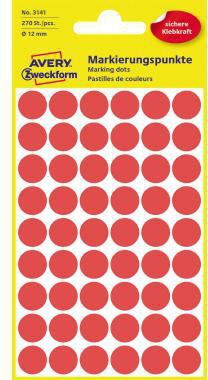 Markierungspunkt Avery Zweckform 12mm Papier rot 270 Etik/Pack AVERY ZWECKFORM