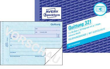 Quittung Avery Zweckform DIN A6 quer nicht selbstdurchschreibend 1 Durchschlag 2 x 50 Bl AVERY ZWECKFORM
