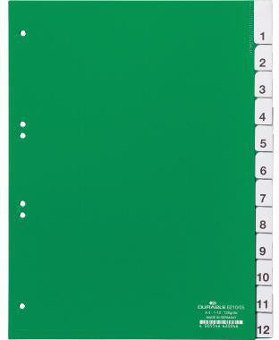 Zahlenregister DURABLE DIN A4 1-12 PVC grün DURABLE DIN A4 1-12 PVC grün DURABLE