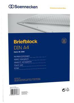 Briefblock Soennecken DIN A4 liniert mit Rand innen/außen 70g/m² weiß 50 Bl SOENNECKEN