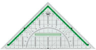 Geometriedreieck M+R GreenLine 23cm mit farbig hinterlegten Winkelgraden mit Griff Biokunststoff glasklar/grün M+R