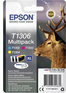 Tintenpatrone Epson Originalzubehör T1306 ca 765 Seiten cyan ca 600 Seiten magenta ca 855 Seiten gelb mehrfarbig 3 x 101ml 3