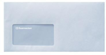 Briefumschlag Soennecken DIN lang 220 x 110 mm (B x H) mit Fenster 75g/m² mit Selbstklebung Papier weiß 25 St/Pack SOENNECKEN