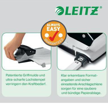 Locher Leitz NeXXt WOW 5008 8cm 30 Bl (80 g/m²) mit Anschlagschiene weiß LEITZ – Ansicht 3
