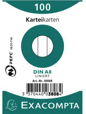 Karteikarte Exacompta DIN A8 liniert weiß 100 St/Pack EXACOMPTA