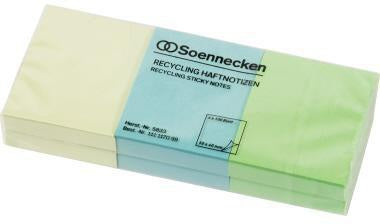 Haftnotiz Soennecken oeco Recycling 40 x 50 mm (B x H) farbig sortiert 100 Bl/Block 6 Block/Pack SOENNECKEN