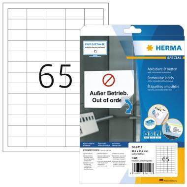 Universaletikett HERMA 381 x 212 mm (B x H) wieder ablösbar Papier weiß 1625 Etik/Pack HERMA