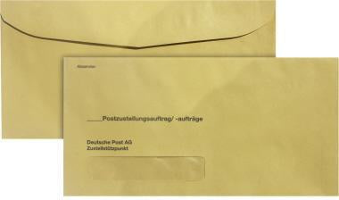 Zustellungsumschlag RNK Verlag 235 x 120 mm (B x H) mit Fenster mit Haftklebung Papier 100 % recycelt recyclinggelb