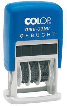 Datumstempel COLOP® mini-dater 160/L 25 x 12 mm (B x H) GEBUCHT 1 Druckzeile blau/rot COLOP
