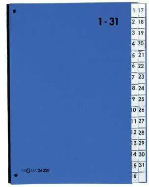 Pultordner PAGNA DIN A4 1-31 Karton/Papier laminiert blau 32 Fächer PAGNA