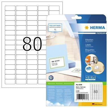 Universaletikett HERMA PREMIUM 356 x 169 mm (B x H) nicht wieder ablösbar Papier weiß 2000 Etik/Pack HERMA