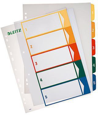Zahlenregister Leitz DIN A4 Überbreite 1-5 Polypropylen mehrfarbig LEITZ