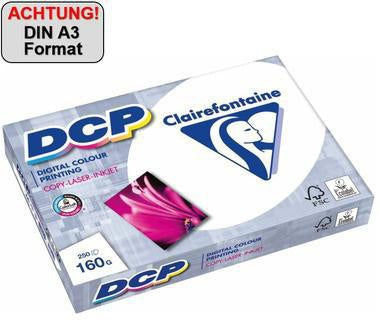 Farblaserpapier Clairefontaine DCP DIN A3 160g/m² elementar chlorfrei gebleicht hochweiß 250 Bl/Pack CLAIREFONTAINE