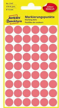 Markierungspunkt Avery Zweckform 12mm Papier leuchtrot 270 Etik/Pack AVERY ZWECKFORM