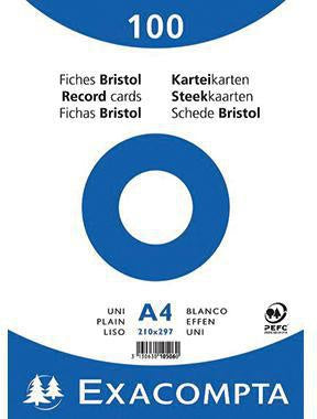 Karteikarte Exacompta DIN A4 blanko weiß 100 St/Pack EXACOMPTA