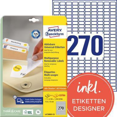Universaletikett Avery Zweckform 178 x 10 mm (B x H) wieder ablösbar Papier weiß 8100 Etik/Pack AVERY ZWECKFORM