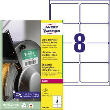 Folienetikett Avery Zweckform 991 x 677 mm (B x H) weiß 320 Etik/Pack AVERY ZWECKFORM