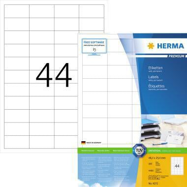 Universaletikett HERMA PREMIUM 483 x 254 mm (B x H) nicht wieder ablösbar Papier weiß 4400 Etik/Pack HERMA