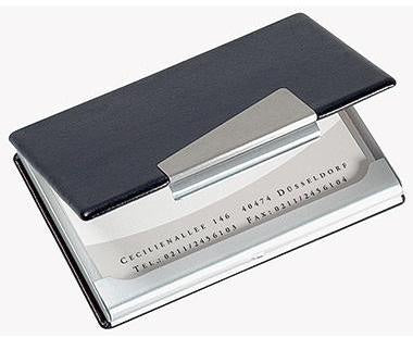 Visitenkartenetui SIGEL 95 x 65 x 12 cm (B x H x T) 20 Karten Aluminium/Lederimitat silber/schwarz SIGEL