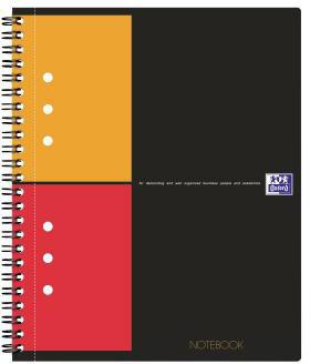 Collegeblock Oxford International Notebook DIN A5+ kariert Karton grau/orange/rot 80 Bl OXFORD