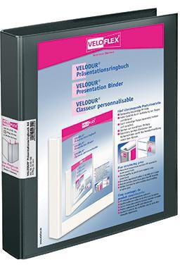 Präsentationsringbuch Veloflex VELODUR® 40mm DIN A4 4 Ringe D-Mechanik Pappe schwarz VELOFLEX