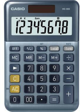 Tischrechner CASIO® MS-80E 101 x 28 x 149 mm (B x H x T) Solar-Energie Batterie silber CASIO