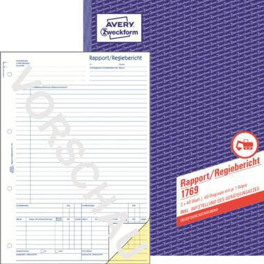 Regiebericht Avery Zweckform DIN A4 selbstdurchschreibend 1 Durchschlag 2 x 40 Bl AVERY ZWECKFORM