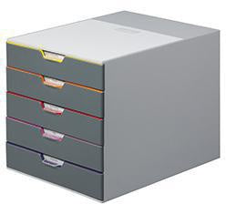 Schubladenbox DURABLE VARICOLOR® 5 5 Schubladen DIN A4 DIN C4 Folio Letter ABS Kunststoff Gehäusefarbe: grau Farbe der