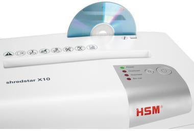 Aktenvernichter HSM® shredstar X10 P-4 Papier Heftklammern Büroklammern Kreditkarten CDs/DVDs Partikelschnitt – Ansicht 3