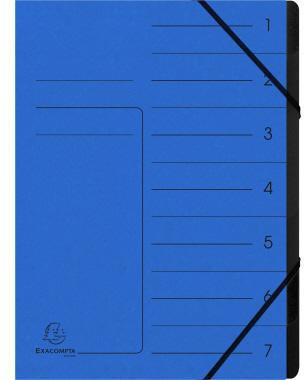 Ordnungsmappe Exacompta DIN A4 170g/m² Colorspankarton Farbe: blau Farbe des Fächerblocks: schwarz 7 Fächer EXACOMPTA