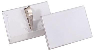 Namensschild DURABLE 90 x 54 mm (B x H) drehbare Krokoklemme transparent 25 St/Pack DURABLE