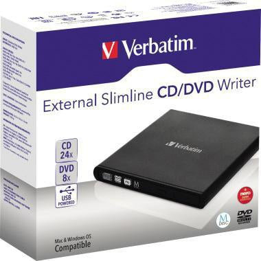 Laufwerk extern Verbatim Slimline CD/DVD 146 x 17 x 146 mm (B x H x T) USB 20 M-DISC Archivmedien Windows® Mac universell