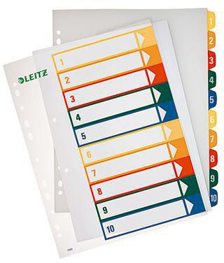 Zahlenregister Leitz DIN A4 Überbreite 1-10 Polypropylen mehrfarbig LEITZ