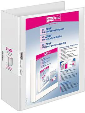 Präsentationsringbuch Veloflex VELODUR® 85mm DIN A4 4 Ringe D-Mechanik Pappe weiß VELOFLEX