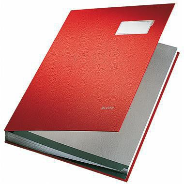 Unterschriftenmappe Leitz DIN A4 Graupappe 90 % recycelt rot grau 10 Fächer LEITZ