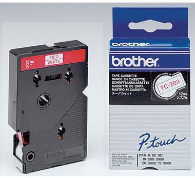 Schriftbandkassette Brother P-touch TC-202 12 mm x 77 m (B x L) weiß rot BROTHER