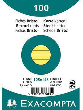 Karteikarte Exacompta DIN A6 liniert gelb 100 St/Pack EXACOMPTA