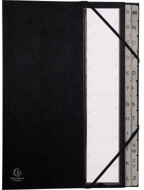 Ordnungsmappe Exacompta Ordonator® DIN A4 225g/m² Balacron Farbe: schwarz Farbe des Fächerblocks: grau 24 Fächer EXACOMPTA