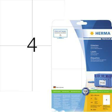 Universaletikett HERMA PREMIUM 105 x 148 mm (B x H) nicht wieder ablösbar Papier weiß 100 Etik/Pack HERMA