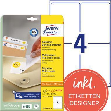 Universaletikett Avery Zweckform 991 x 139 mm (B x H) wieder ablösbar Papier weiß 120 Etik/Pack AVERY ZWECKFORM