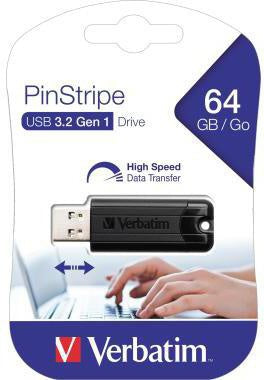 USB-Stick Verbatim PinStripe USB 32 Gen 1 64Gbyte schwarz VERBATIM