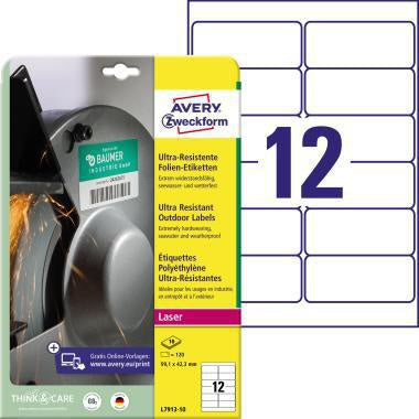 Folienetikett Avery Zweckform 991 x 423 mm (B x H) weiß 120 Etik/Pack AVERY ZWECKFORM
