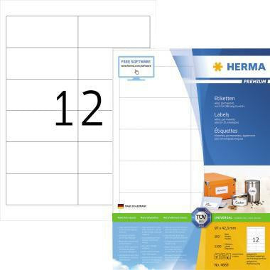 Universaletikett HERMA PREMIUM 97 x 423 mm (B x H) nicht wieder ablösbar Papier weiß 1200 Etik/Pack HERMA